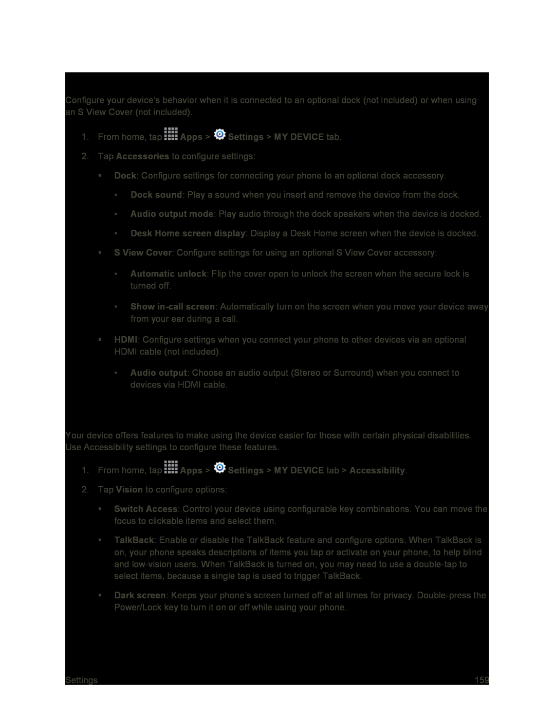 Accessories Settings Galaxy S4 Sprint