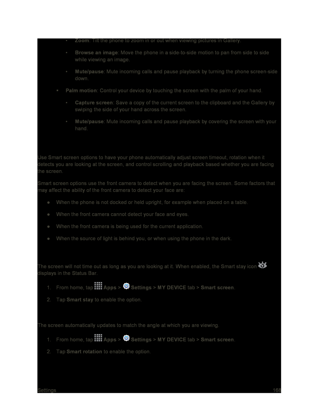 Smart Screen Settings Galaxy S4 Sprint