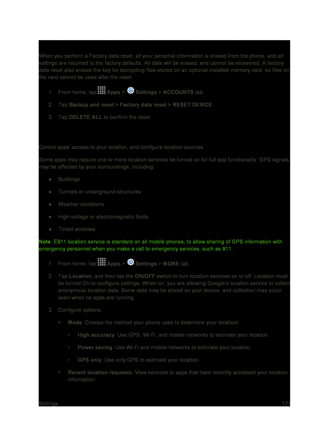 Location Settings Galaxy S4 Sprint