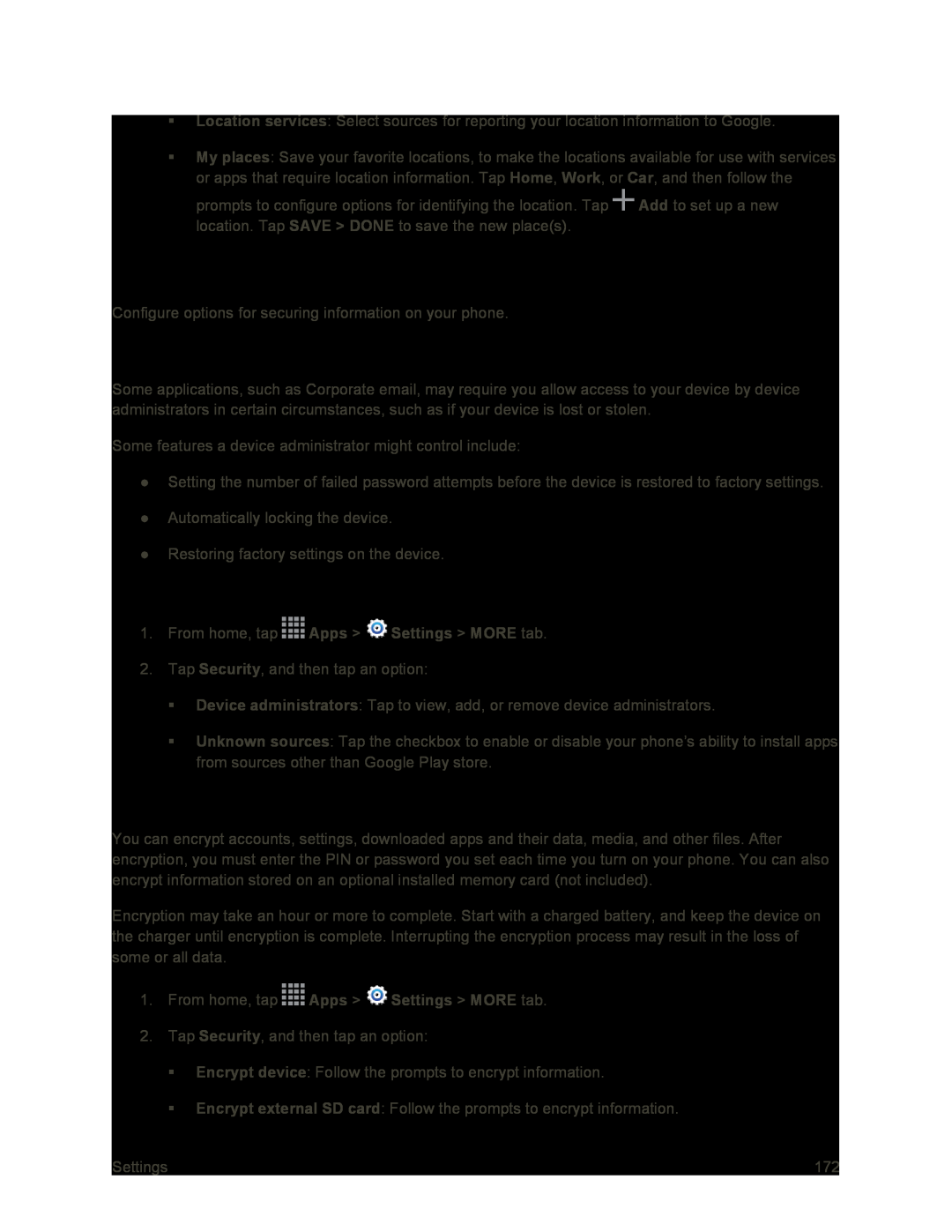 Security Settings Galaxy S4 Sprint