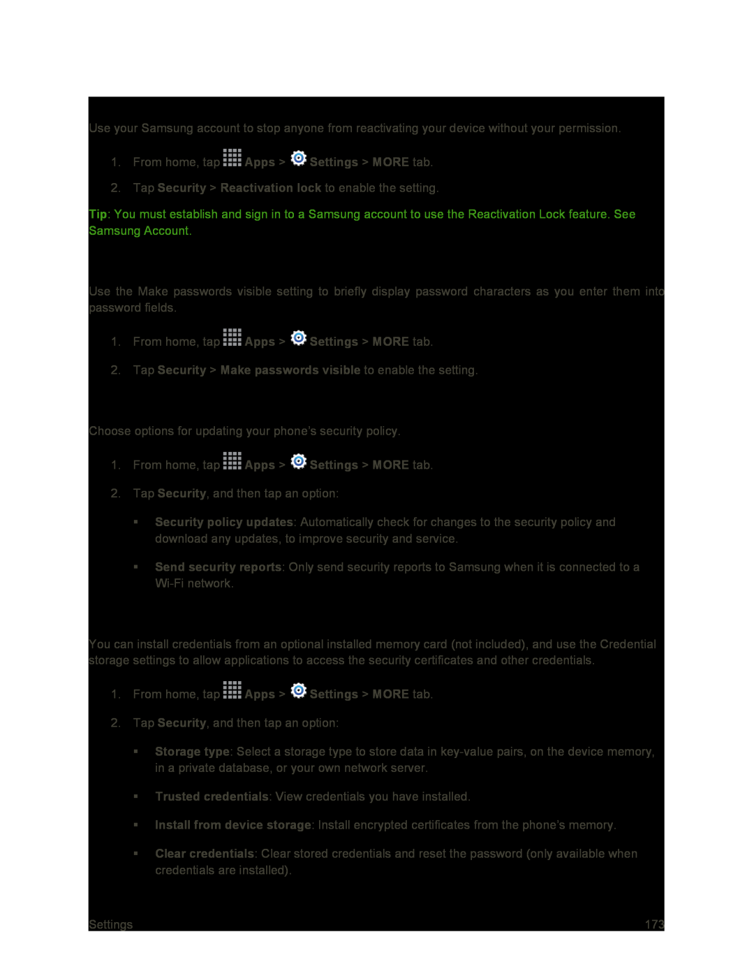 Credential Storage Galaxy S4 Sprint