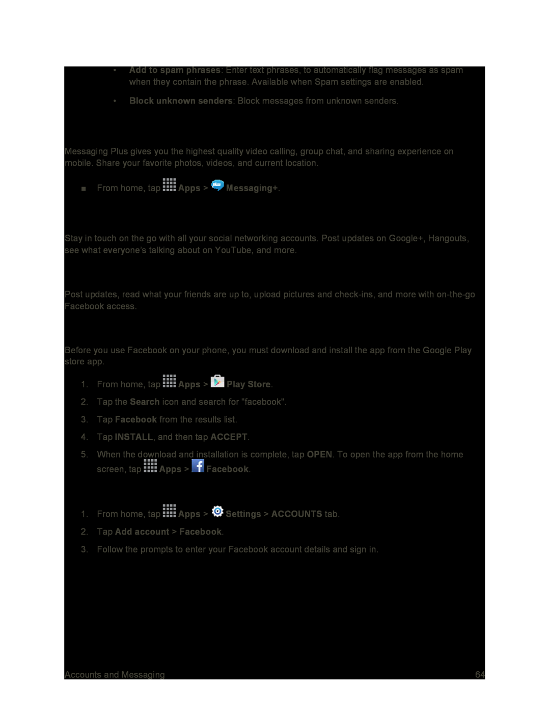 Sign in to Your Facebook Account from Account Settings Galaxy S4 Sprint