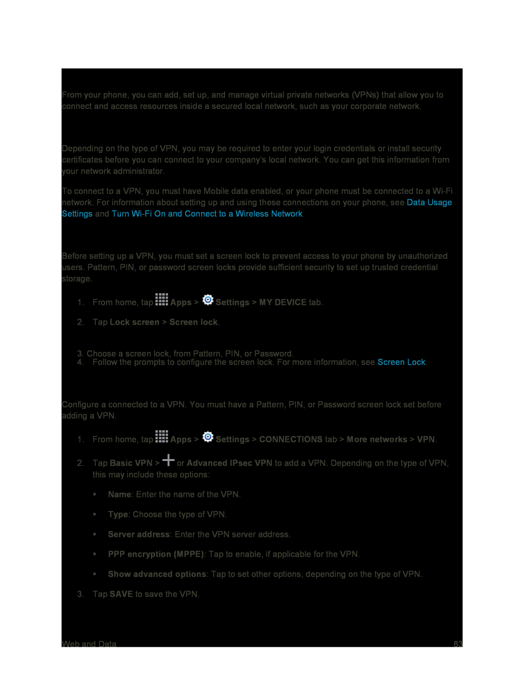 Virtual Private Networks (VPN) Galaxy S4 Sprint