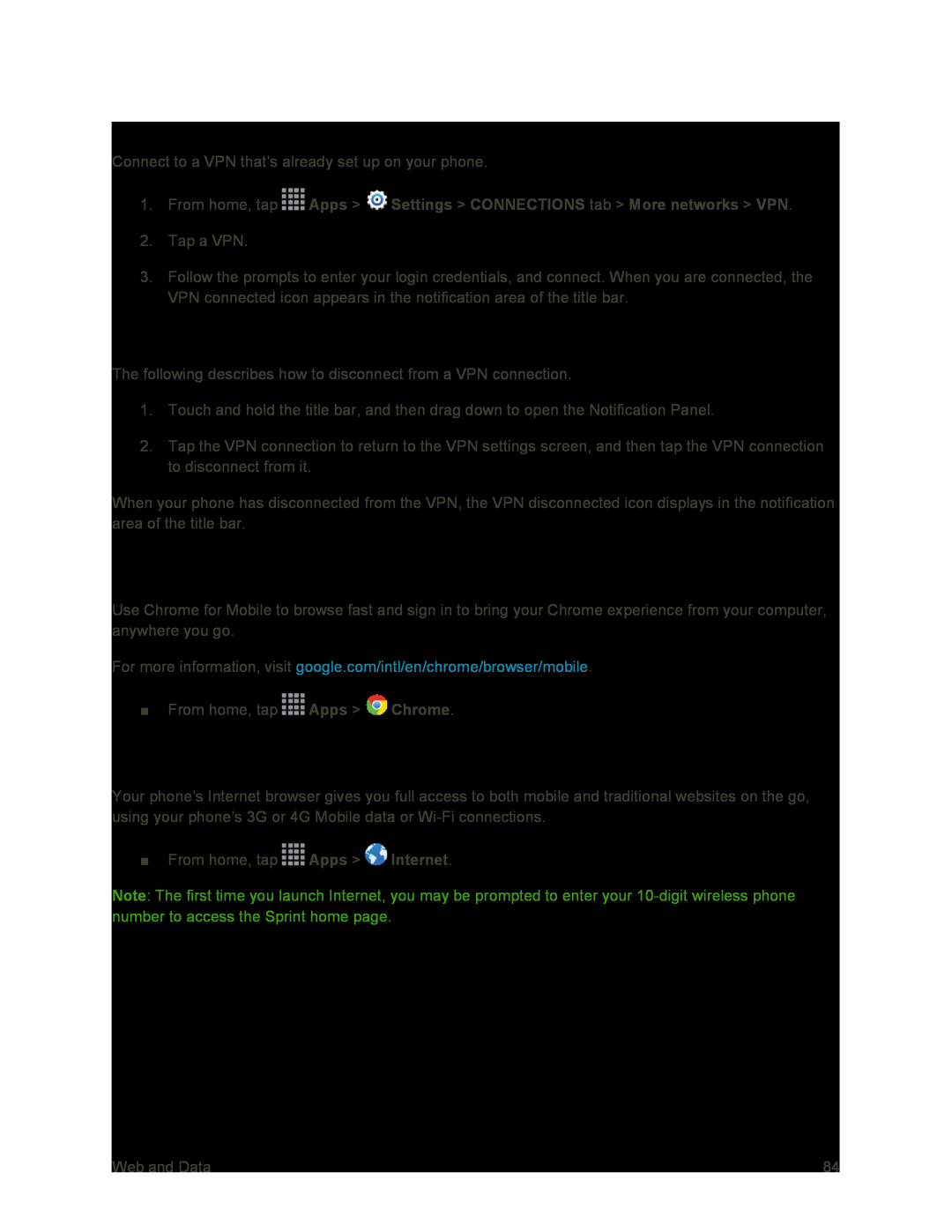 Disconnect from a VPN Galaxy S4 Sprint