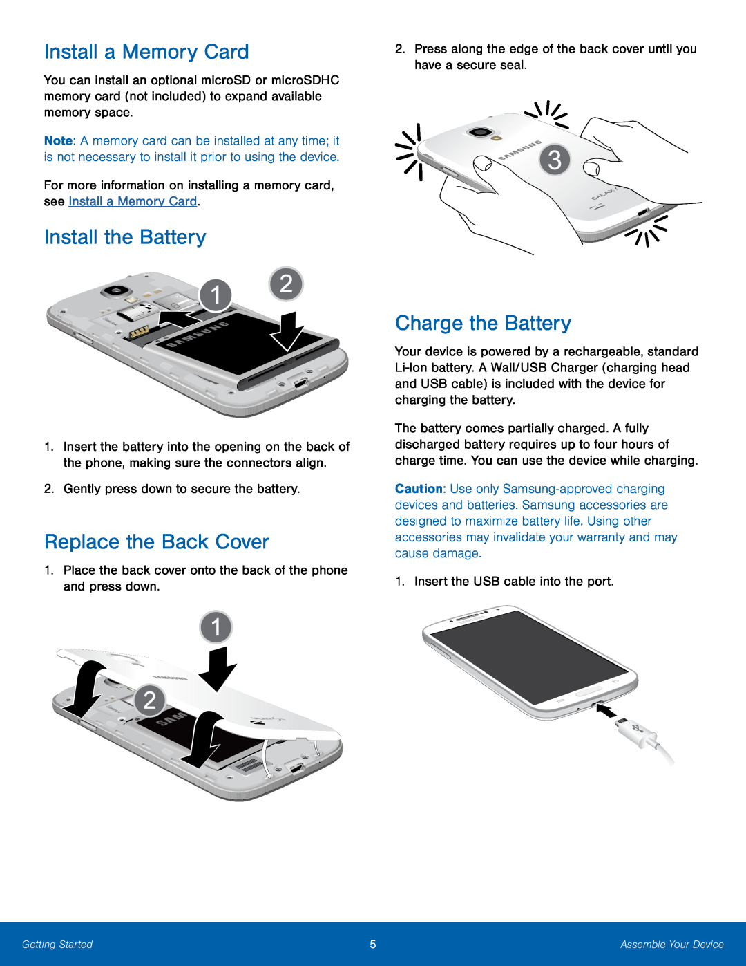 Install a Memory Card Install the Battery