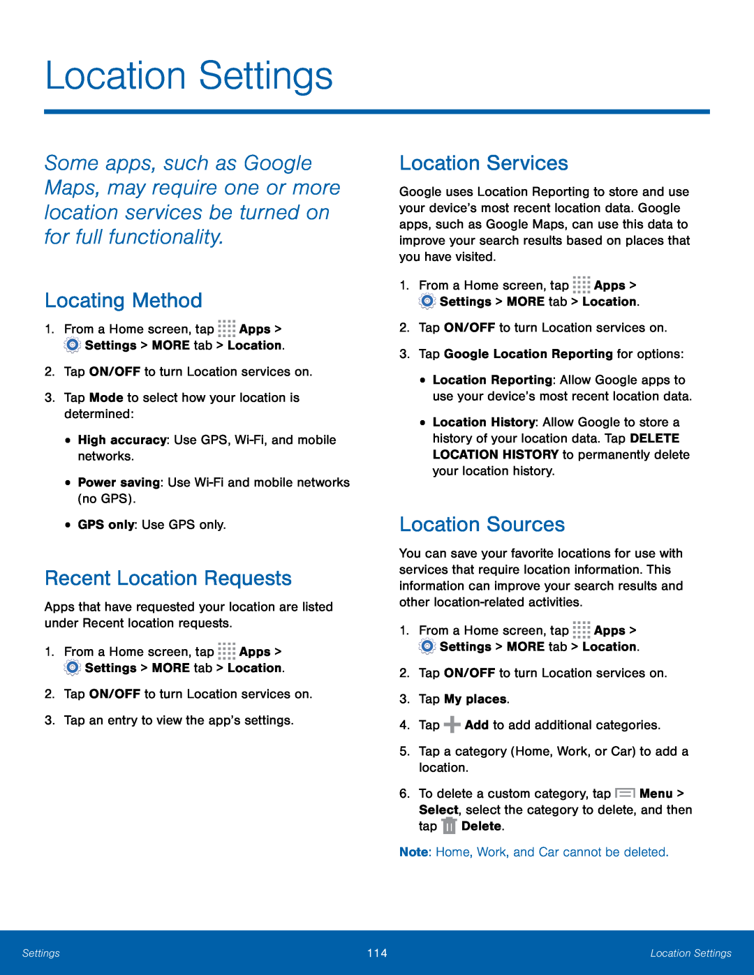 Location Settings Galaxy S4 Unlocked