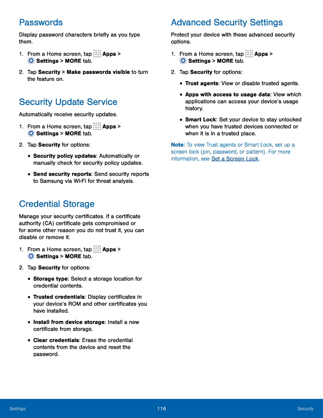 Advanced Security Settings Galaxy S4 Unlocked