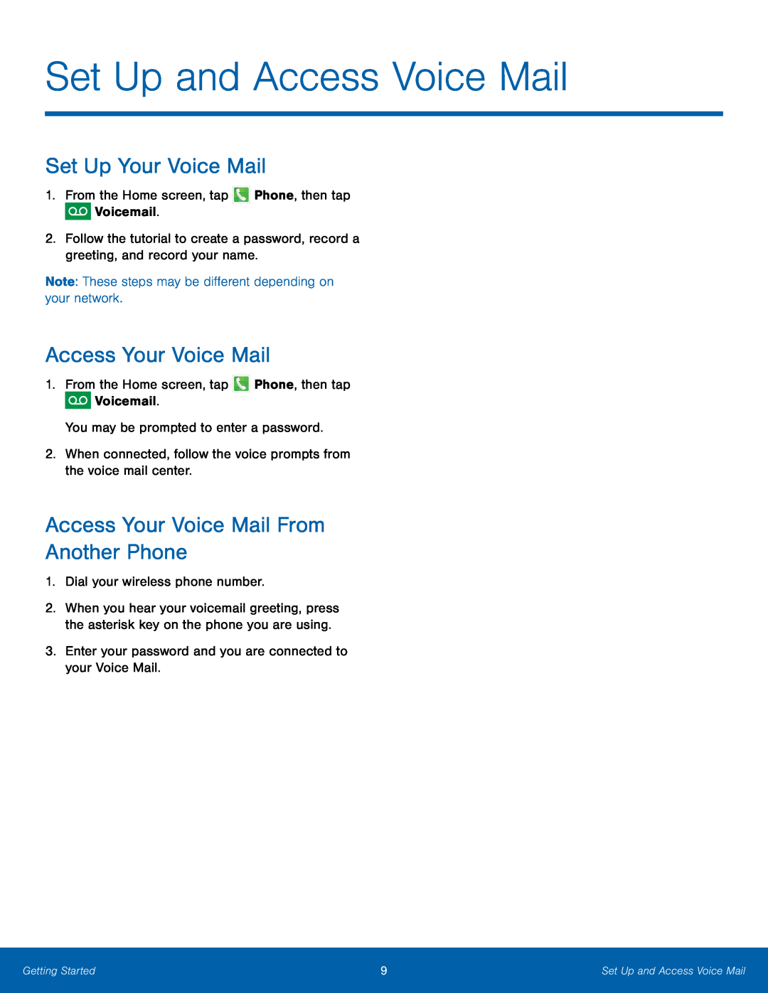 Set Up Your Voice Mail Access Your Voice Mail