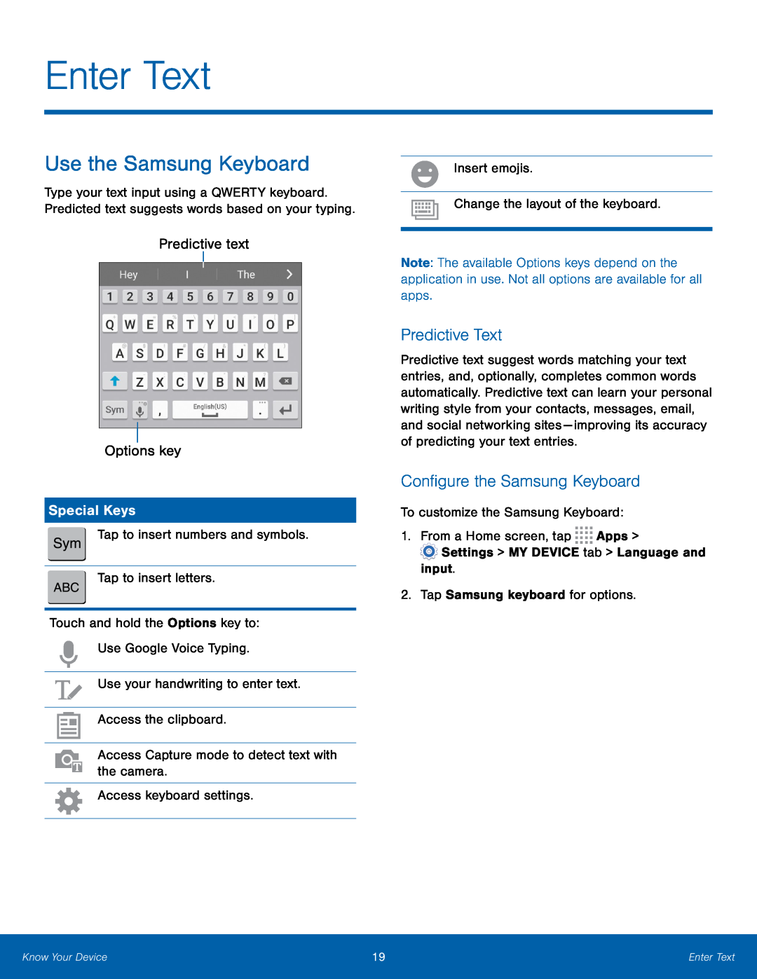 Options key Galaxy S4 Unlocked