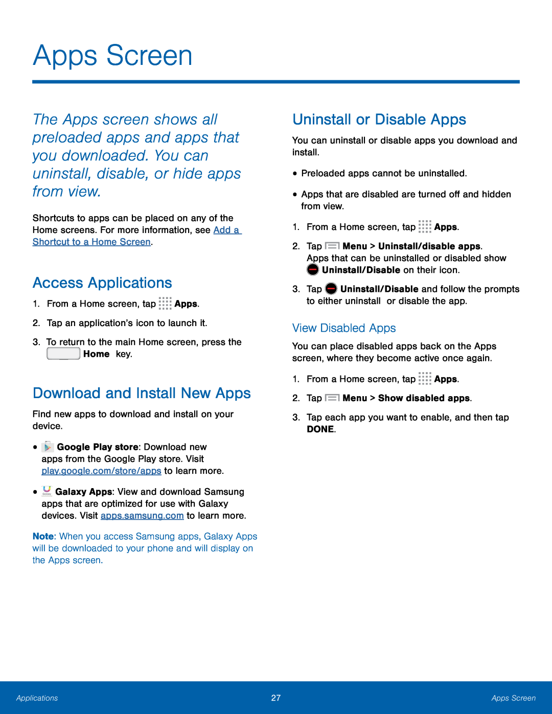 View Disabled Apps Access Applications