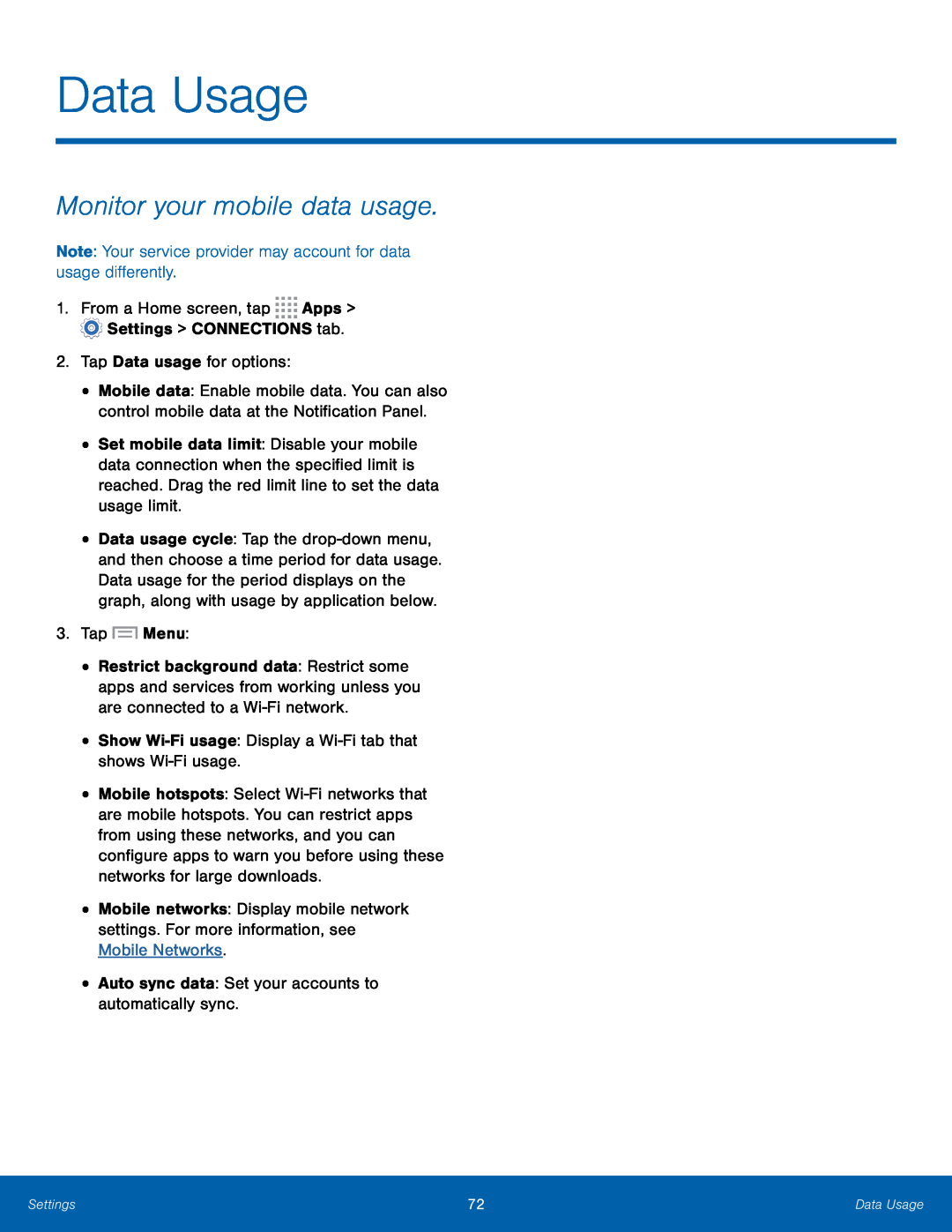 Monitor your mobile data usage Data Usage