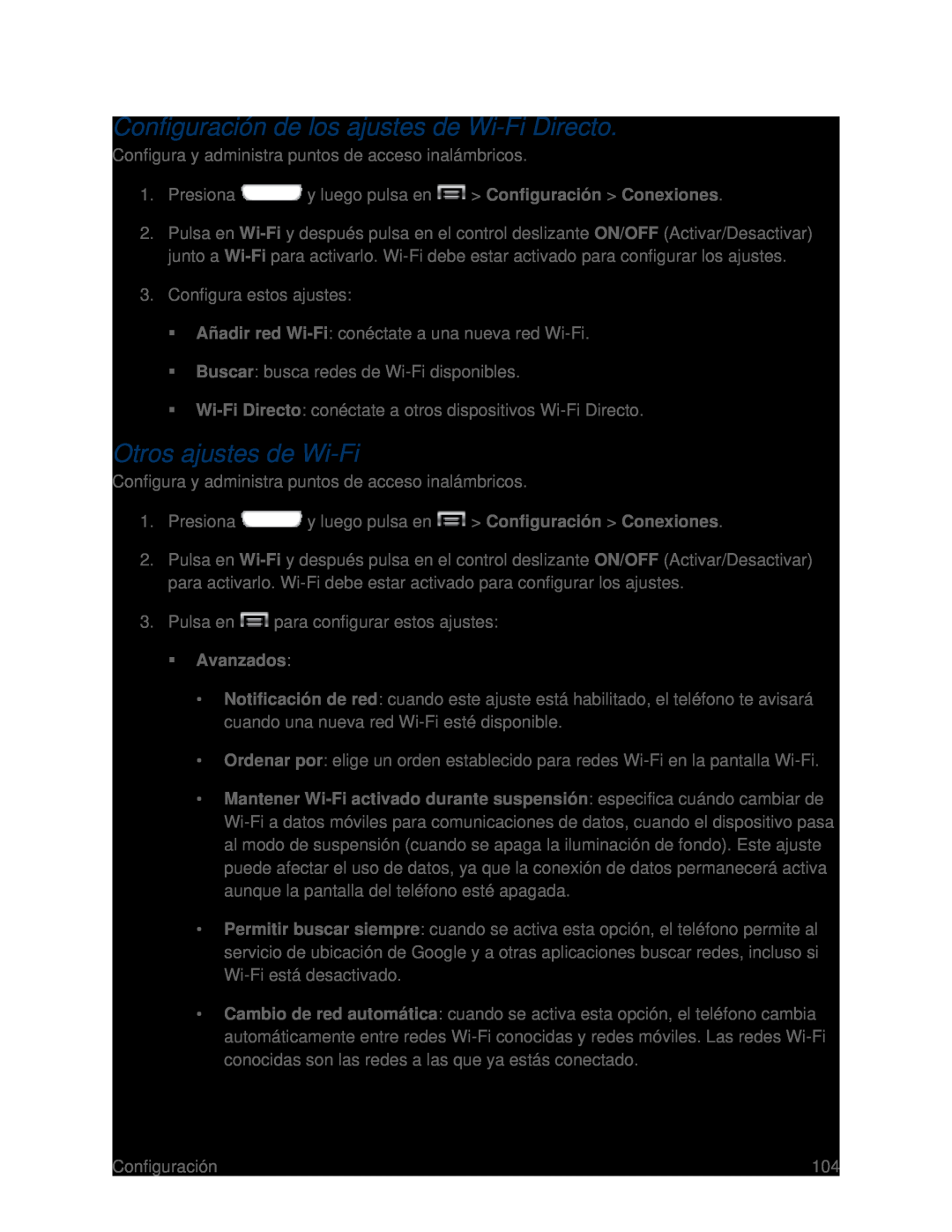 Configuración de los ajustes de Wi-FiDirecto Galaxy S III Boost Mobile