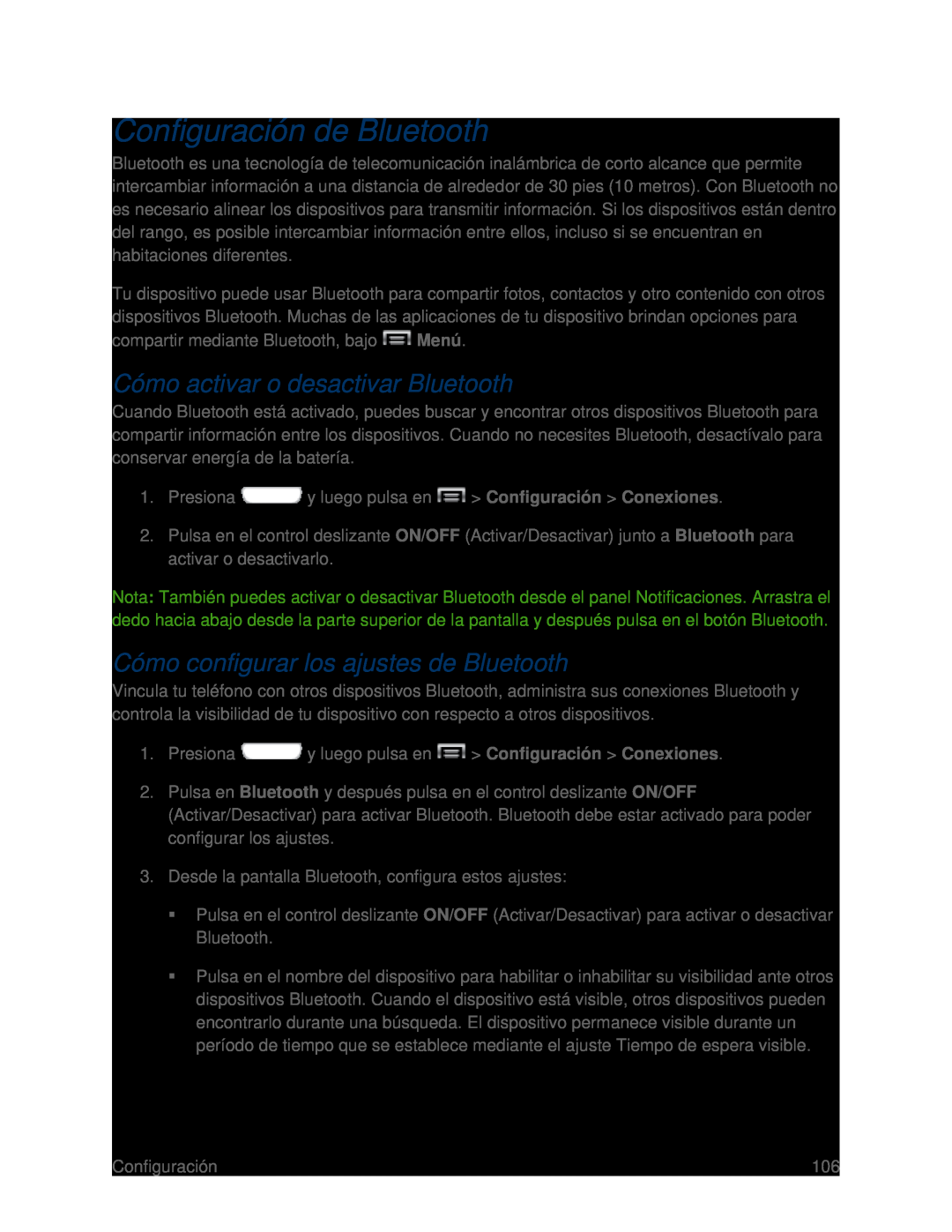 Cómo activar o desactivar Bluetooth Cómo configurar los ajustes de Bluetooth