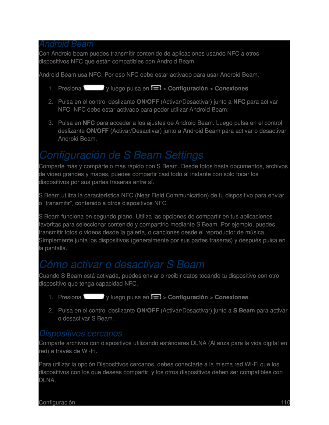 Configuración de S Beam Settings Galaxy S III Boost Mobile