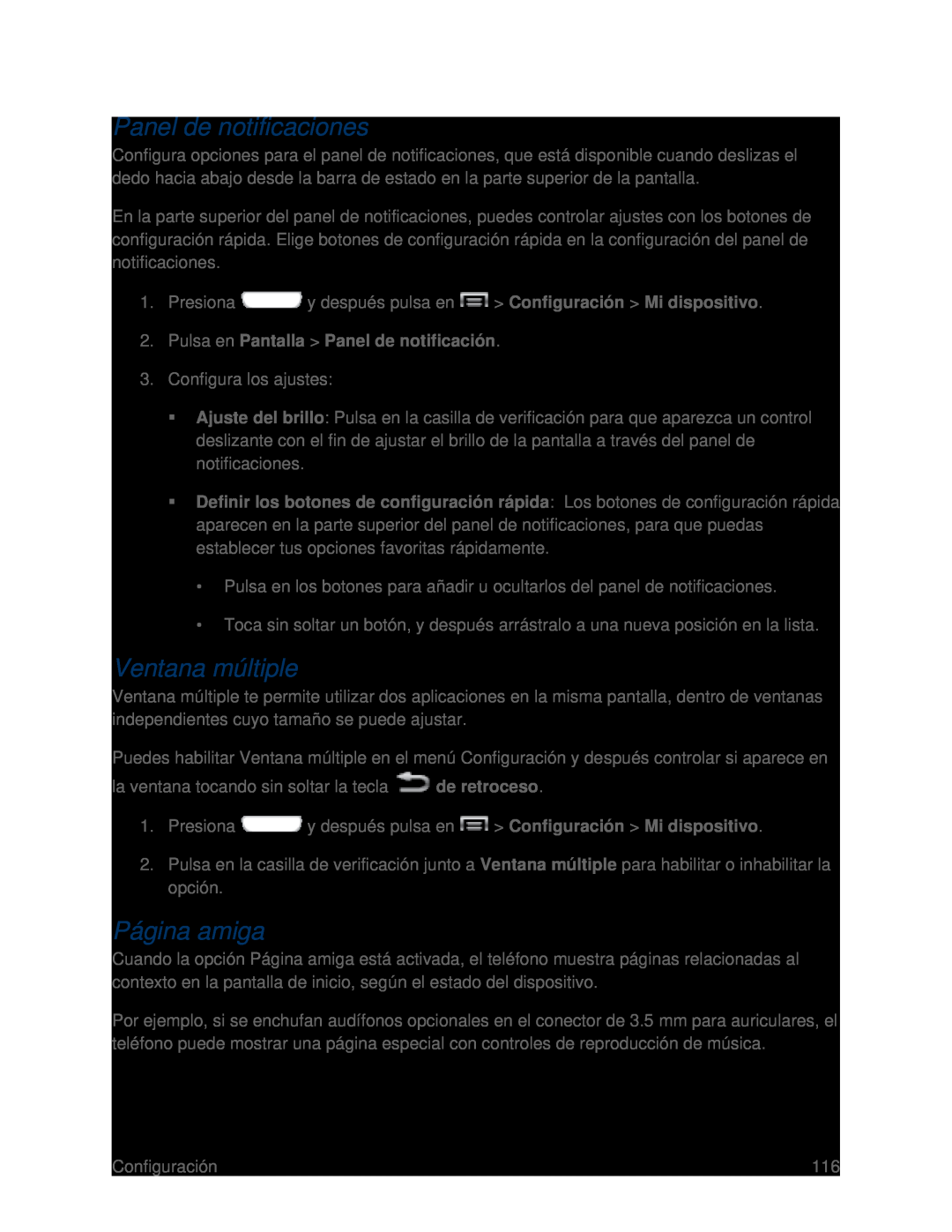 Panel de notificaciones Ventana múltiple