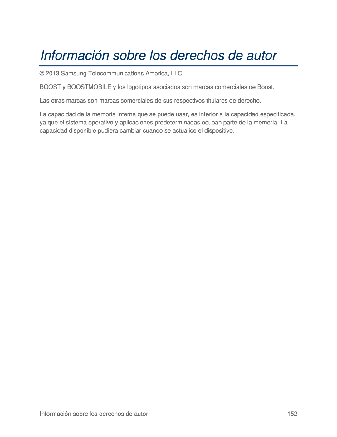 Información sobre los derechos de autor Galaxy S III Boost Mobile