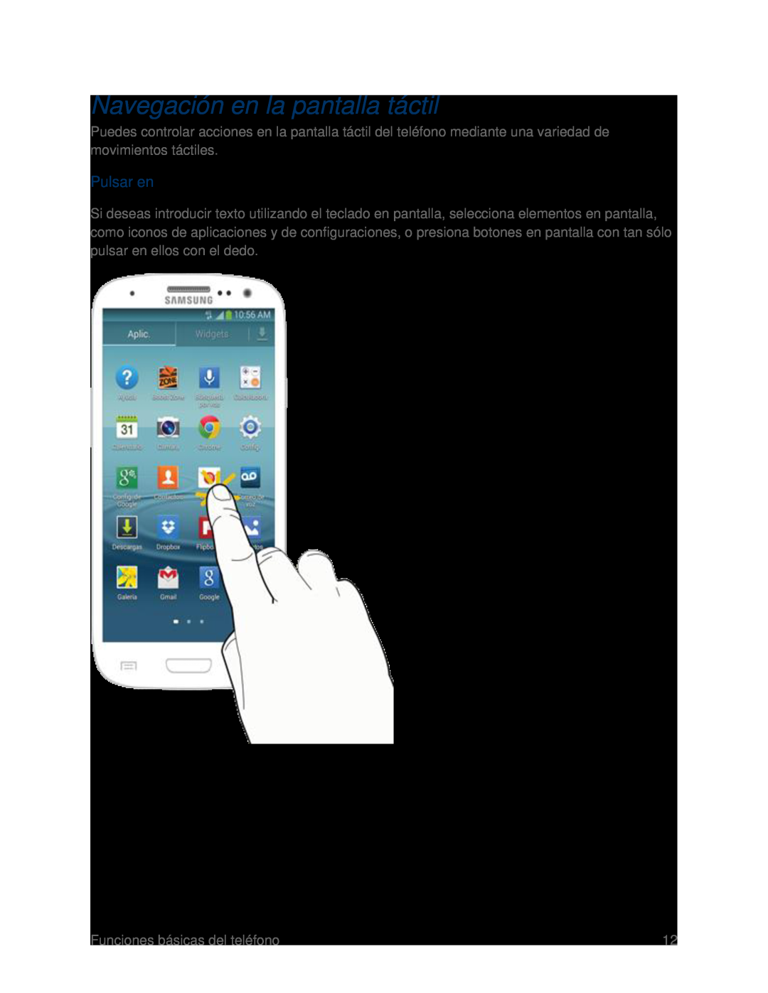 Navegación en la pantalla táctil Galaxy S III Boost Mobile