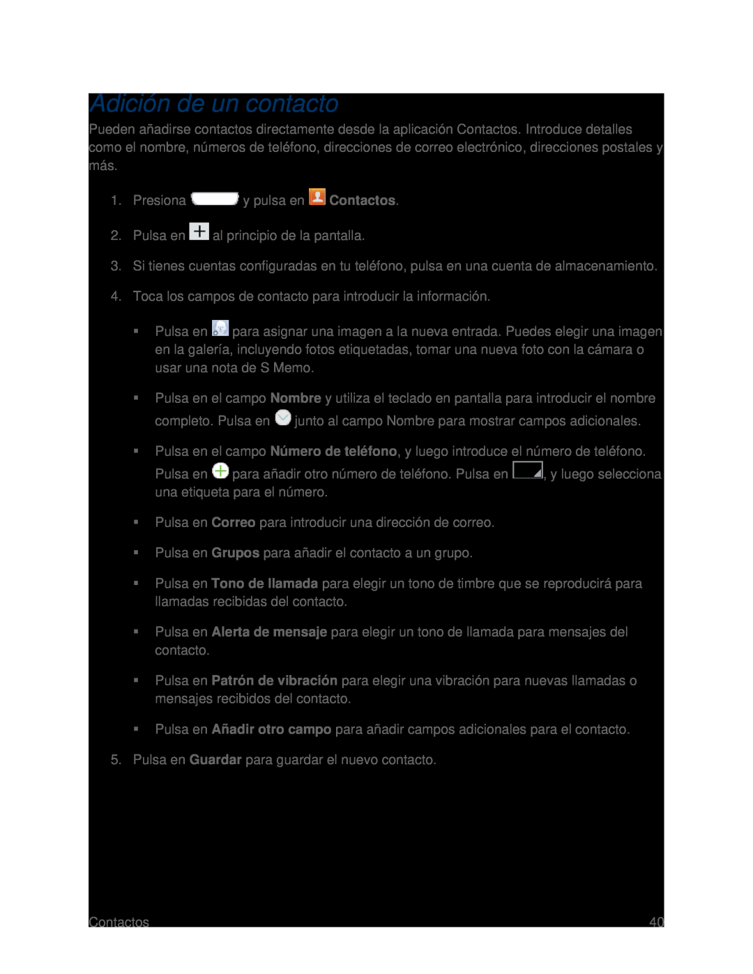 Adición de un contacto Galaxy S III Boost Mobile