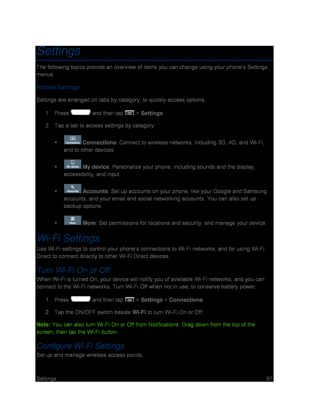 Configure Wi-FiSettings Galaxy S III Sprint