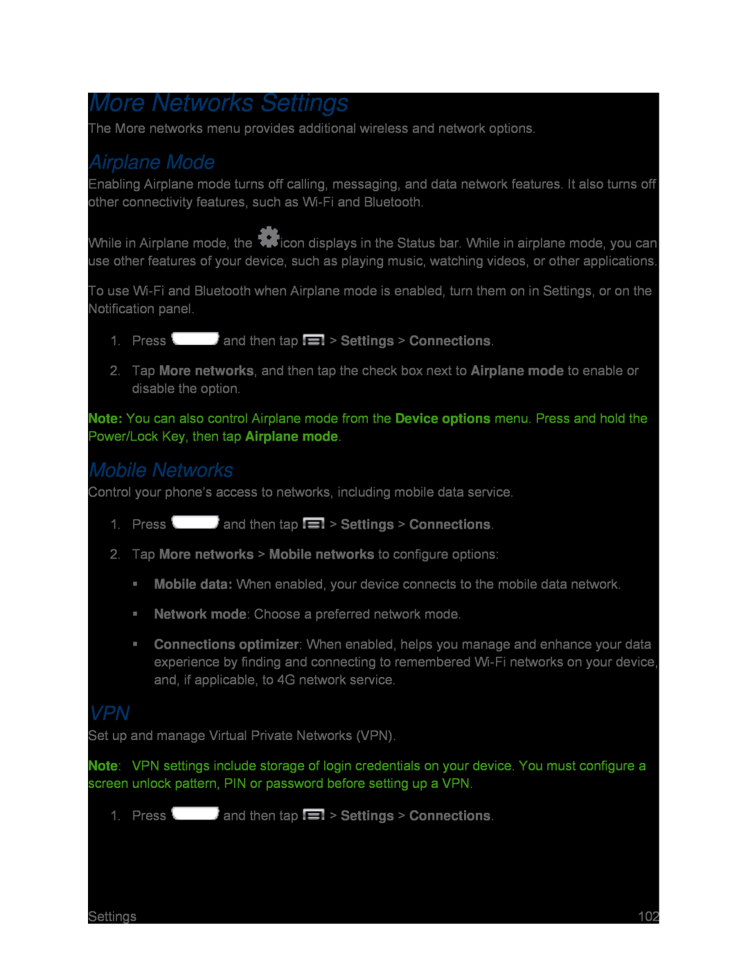 More Networks Settings Galaxy S III Sprint