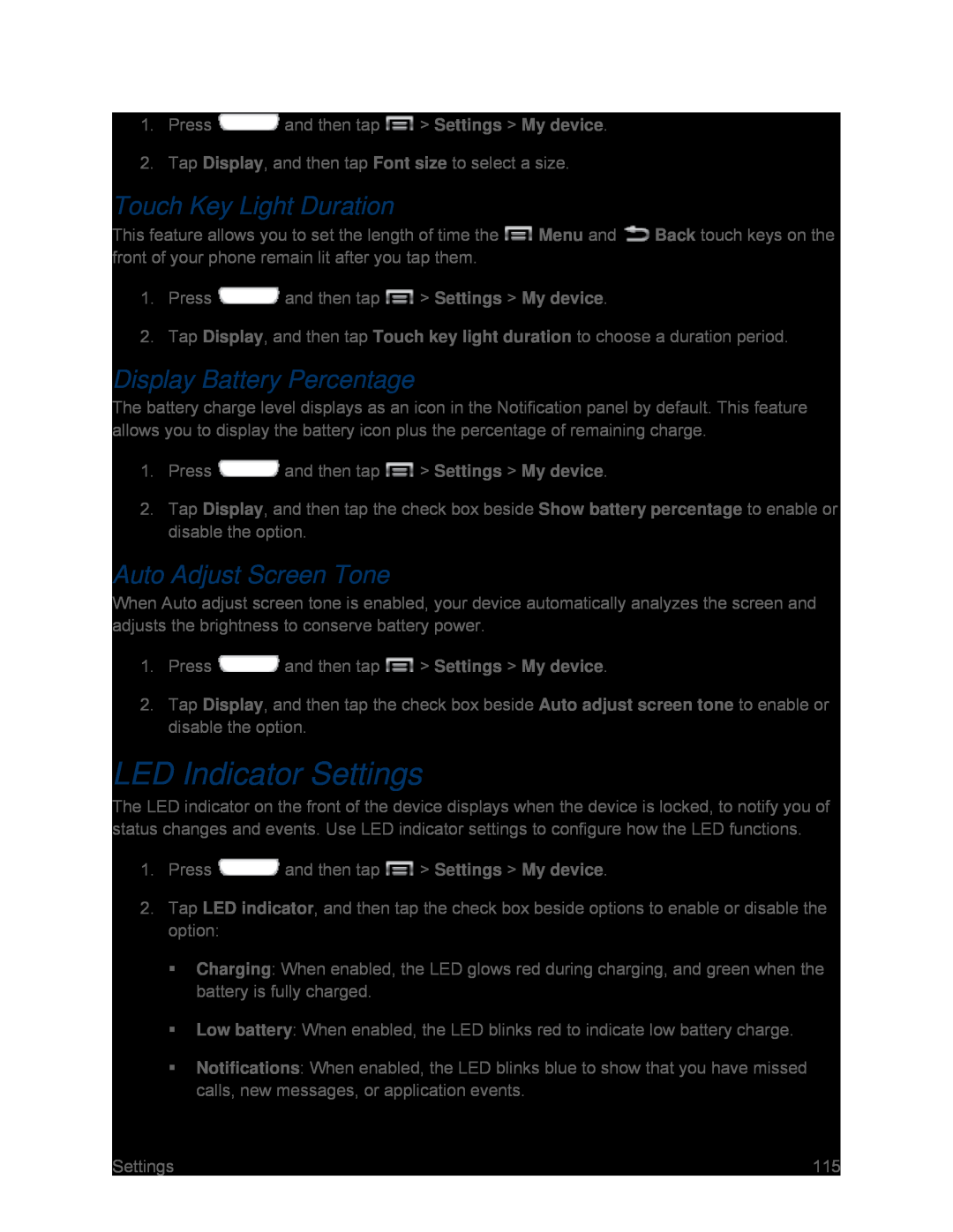 LED Indicator Settings Galaxy S III Sprint