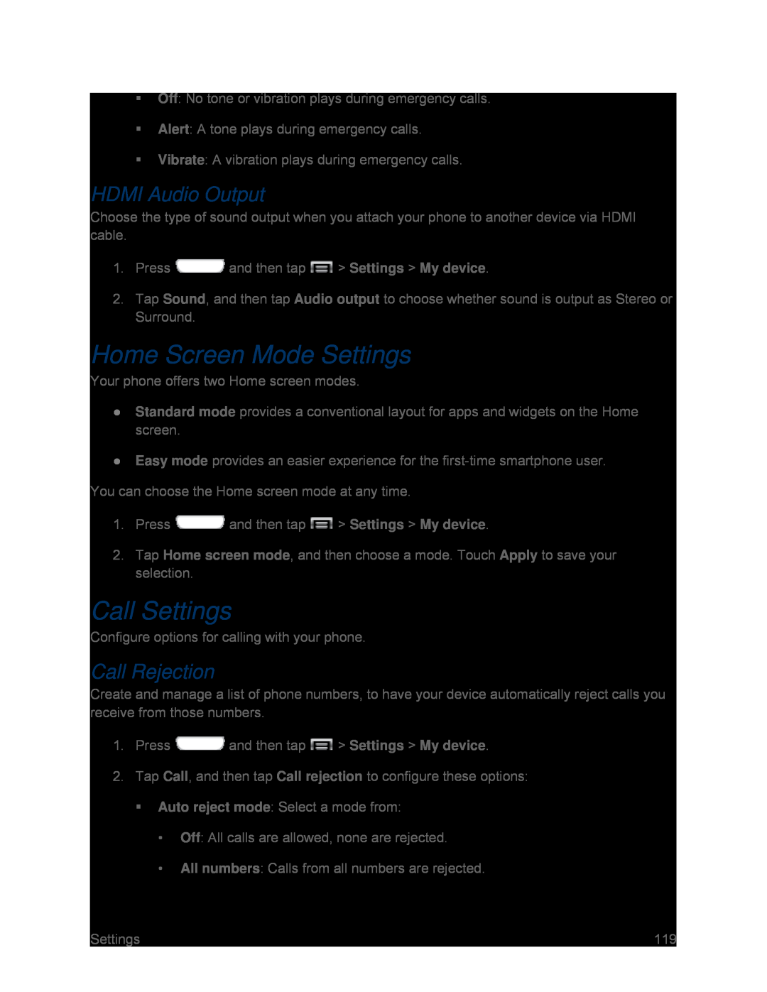 HDMI Audio Output Call Rejection