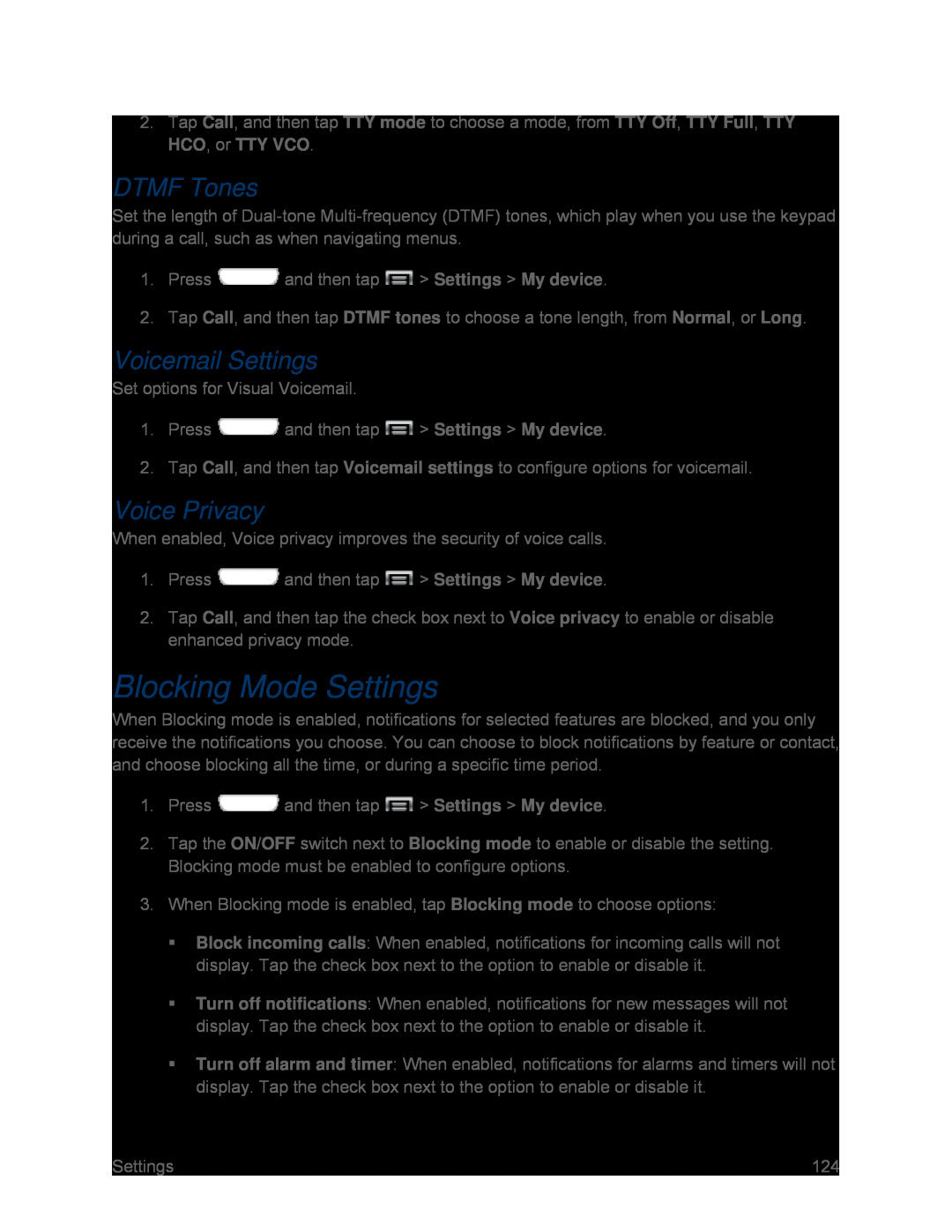 Blocking Mode Settings Galaxy S III Sprint