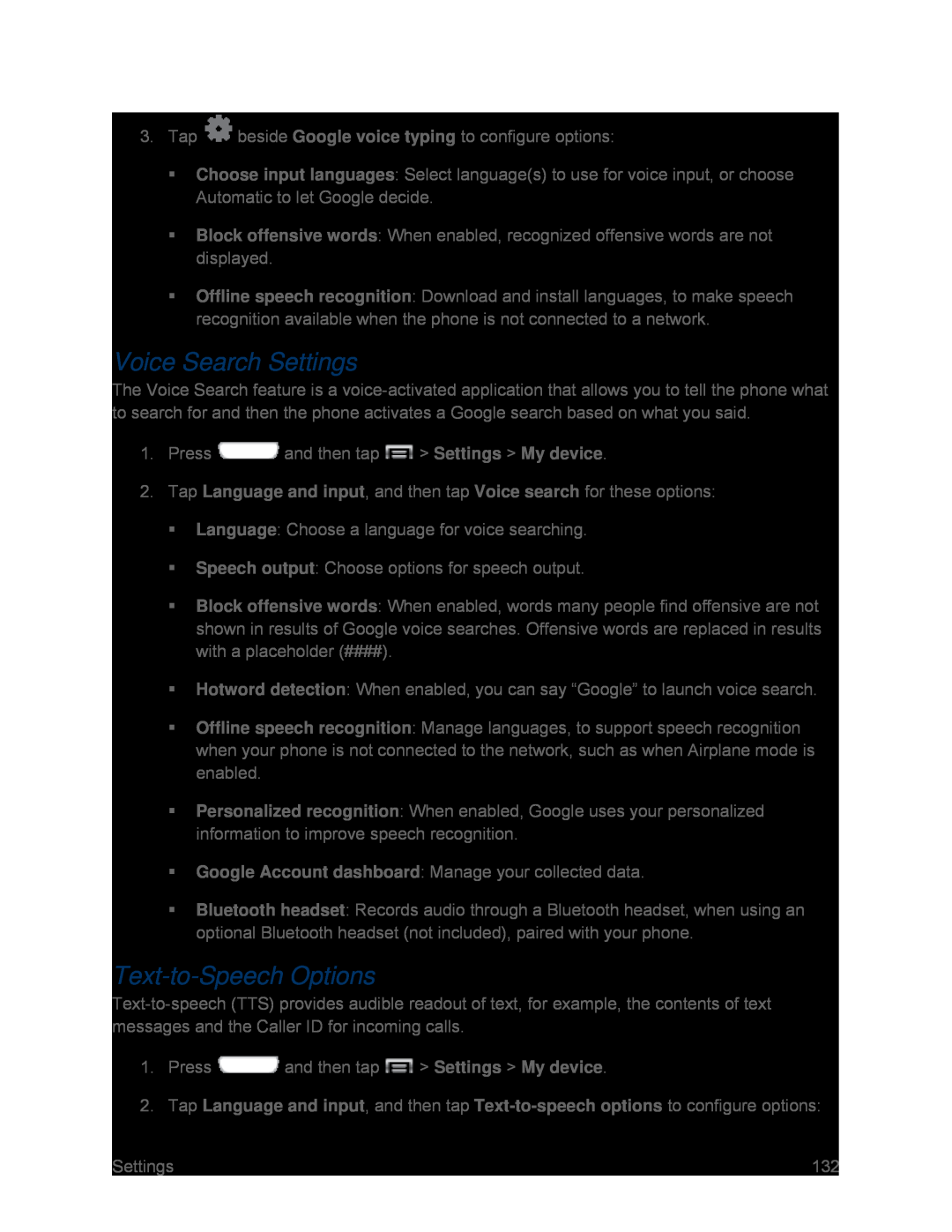 Voice Search Settings Galaxy S III Sprint