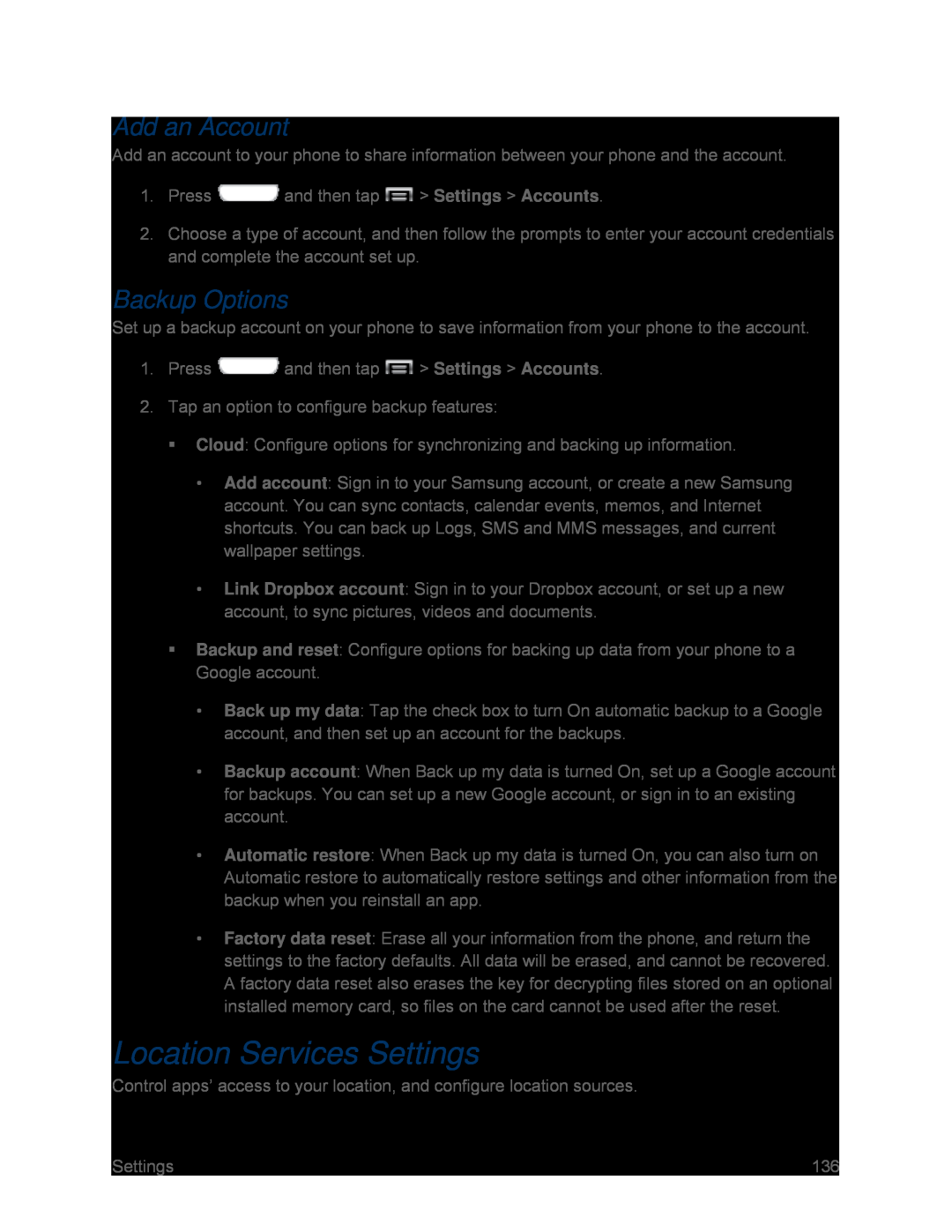 Location Services Settings Galaxy S III Sprint