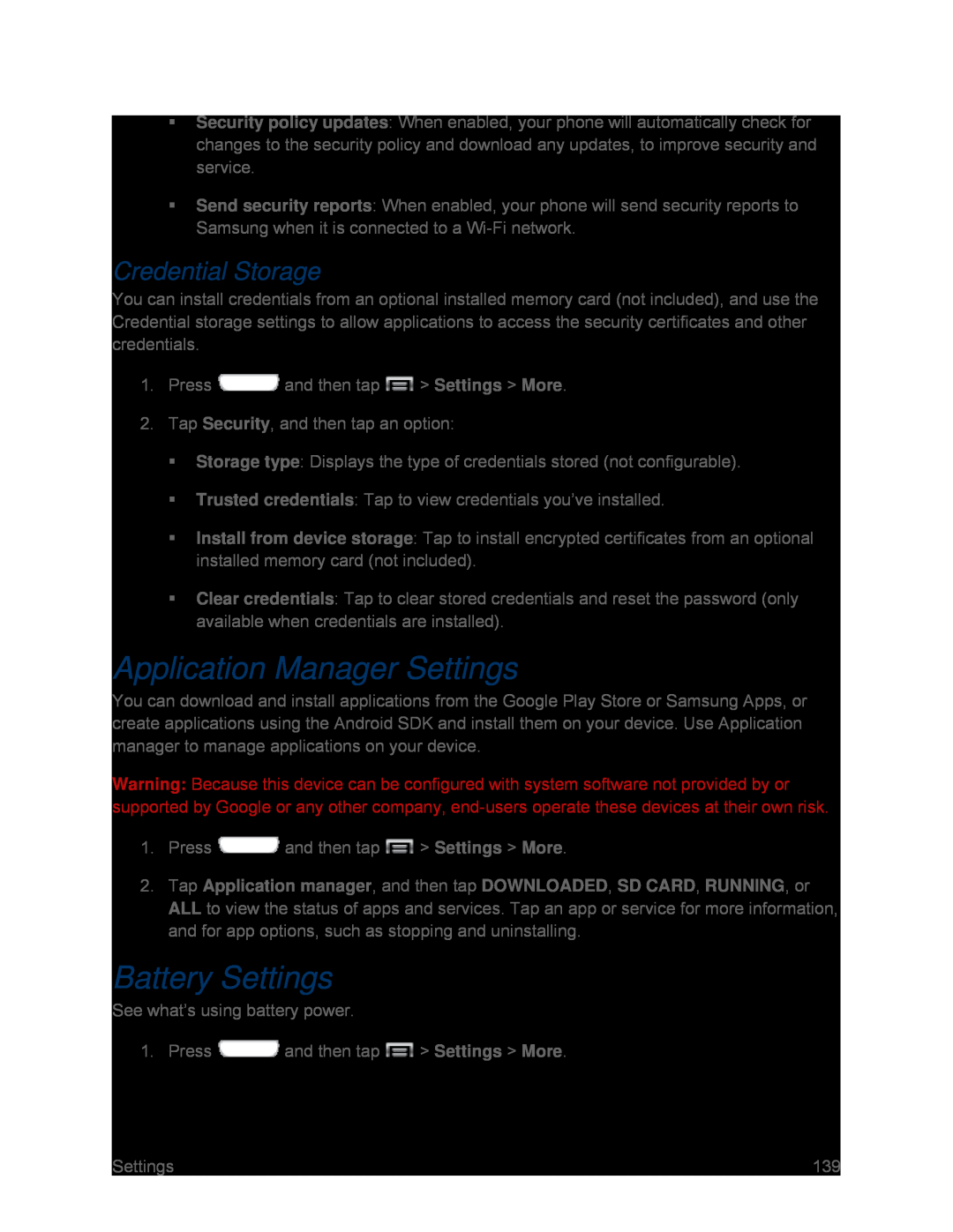 Battery Settings Galaxy S III Sprint