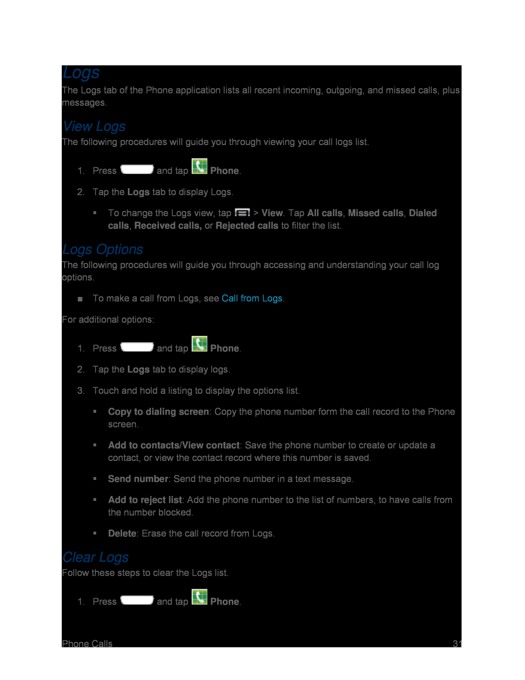 View Logs Galaxy S III Sprint