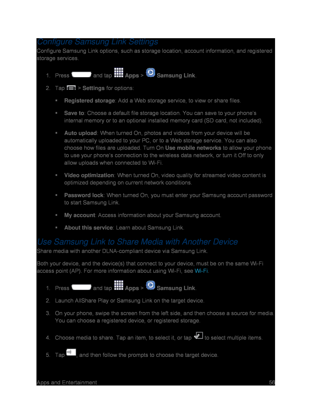 Configure Samsung Link Settings Galaxy S III Sprint