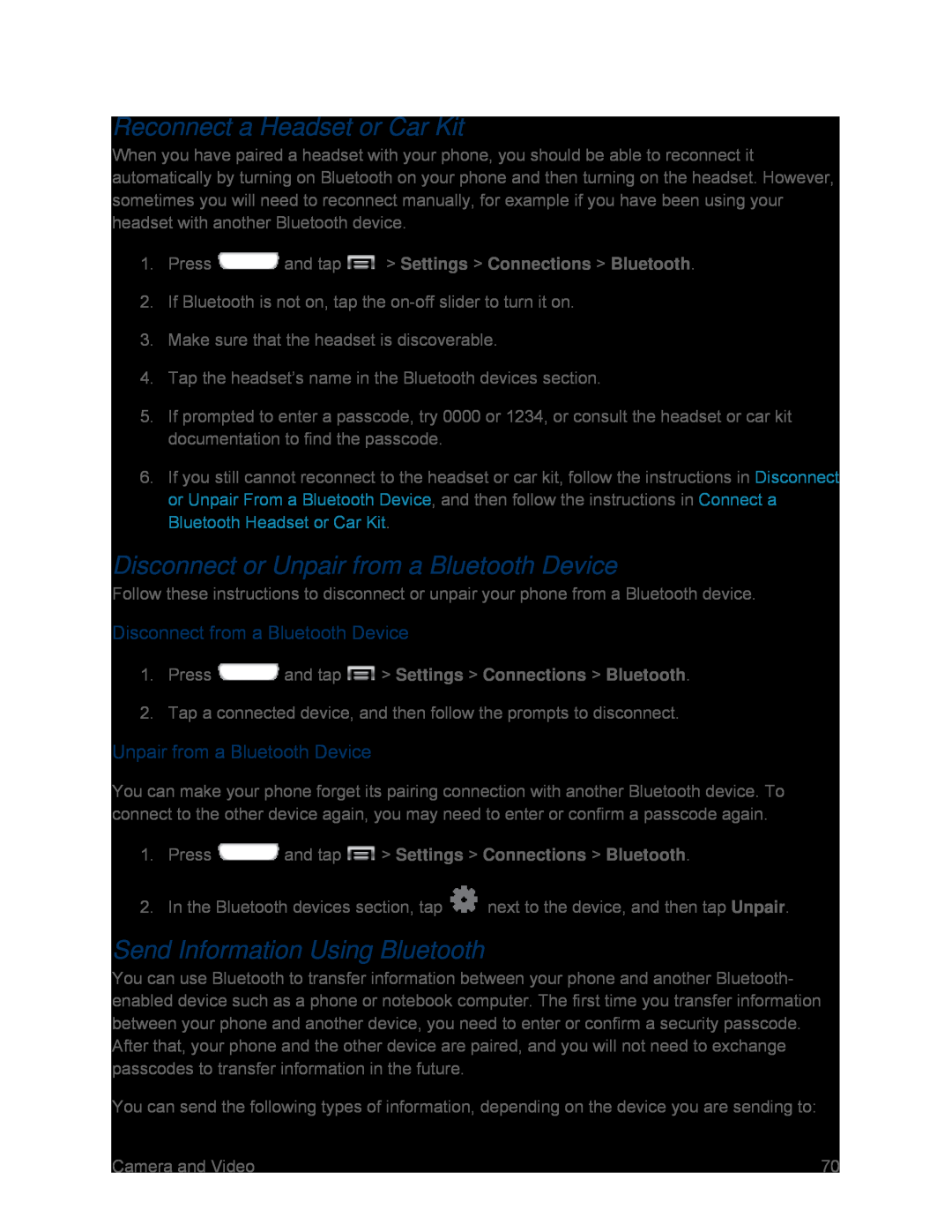 Disconnect or Unpair from a Bluetooth Device Galaxy S III Sprint