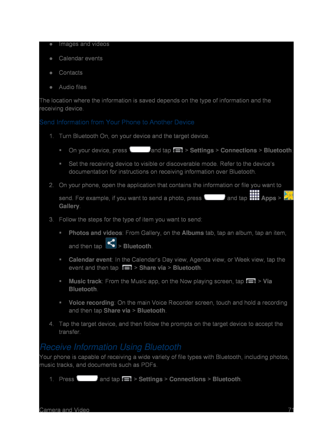 Receive Information Using Bluetooth Galaxy S III Sprint