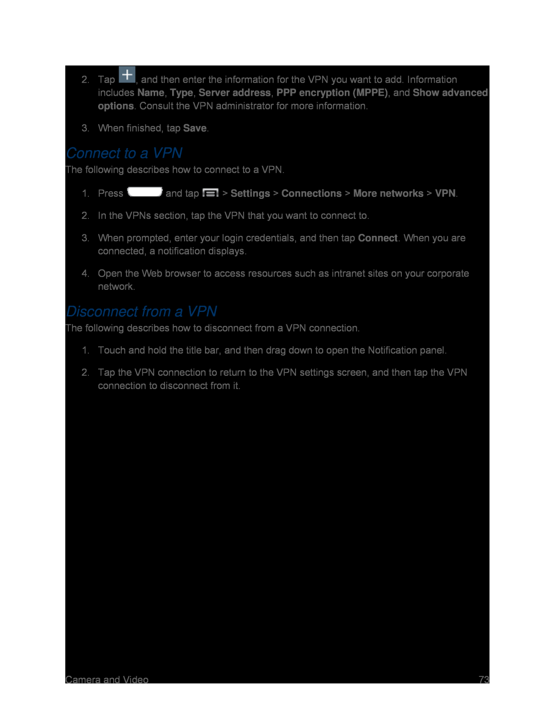 Disconnect from a VPN Galaxy S III Sprint