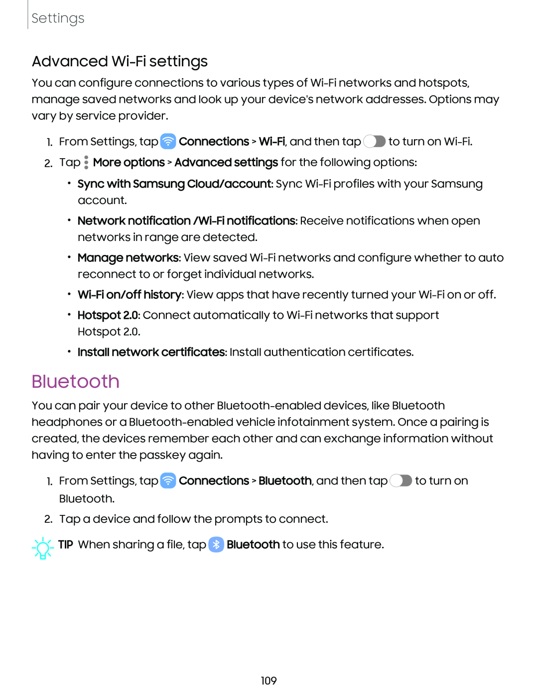 Advanced Wi-Fisettings Bluetooth