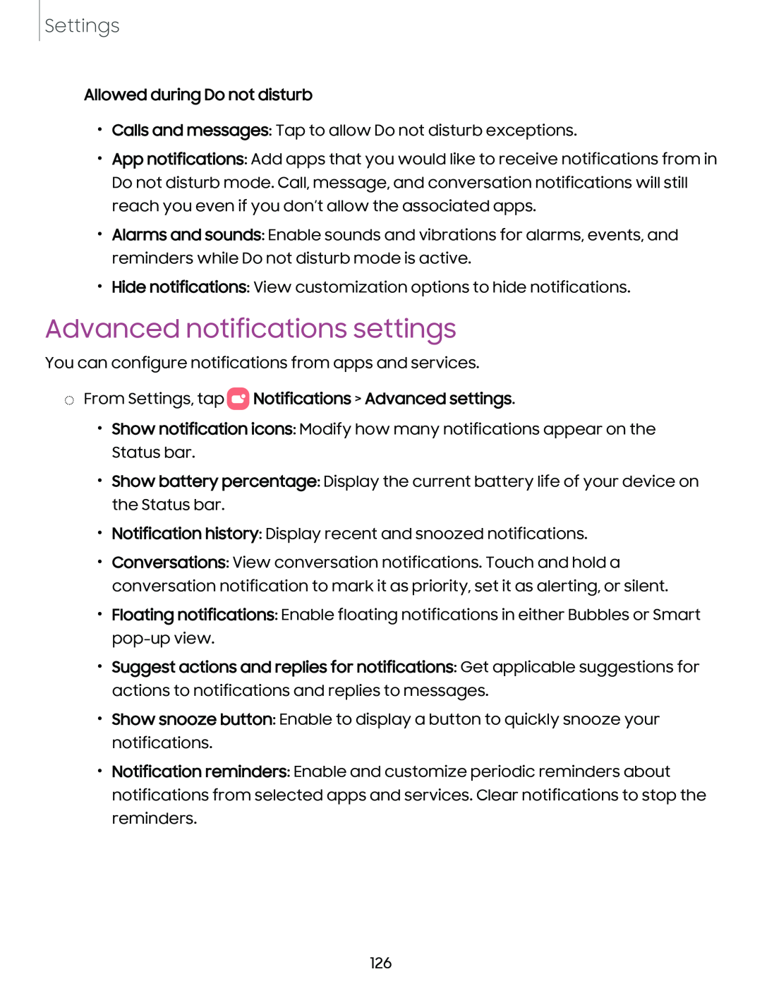 Advanced notifications settings Galaxy S21 Ultra 5G AT&T