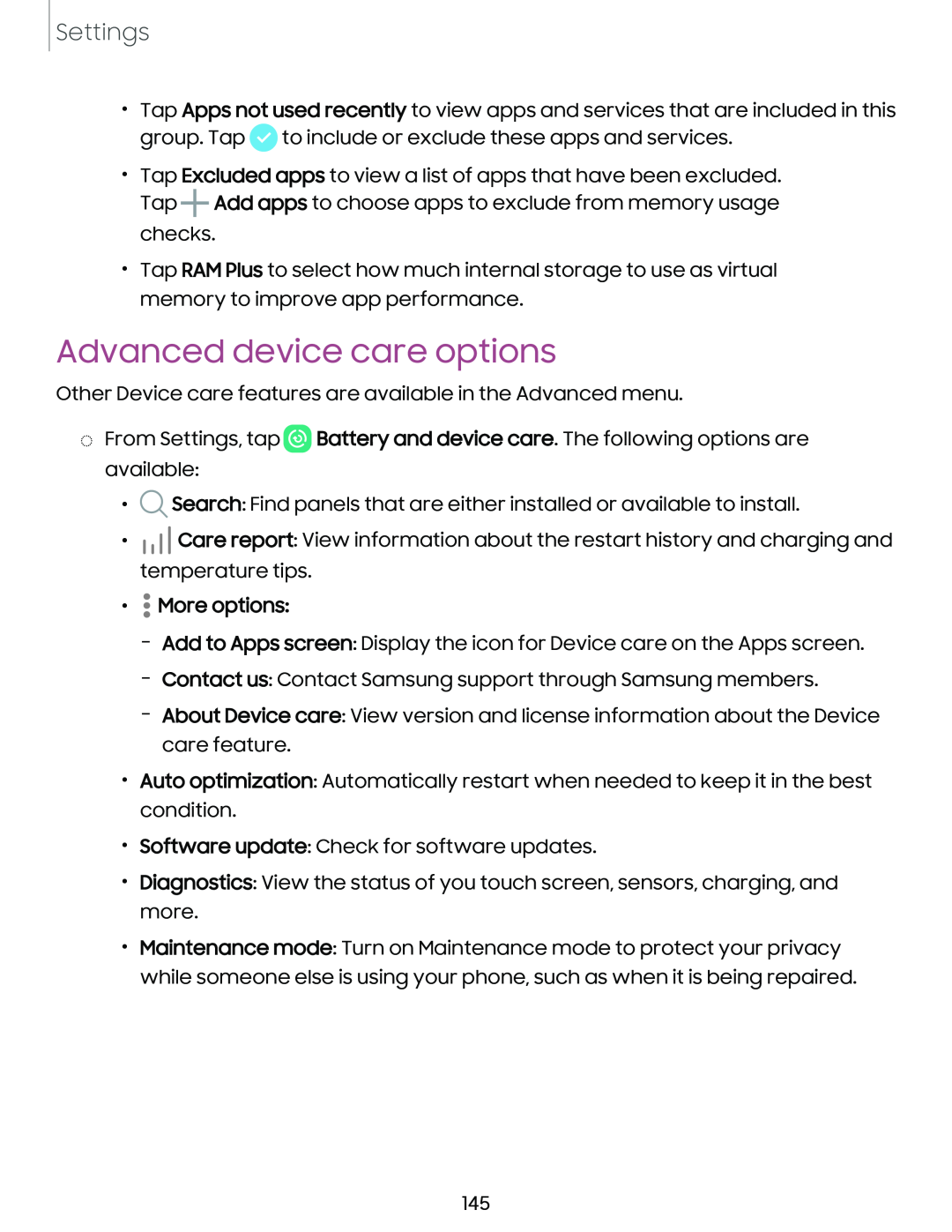 Advanced device care options