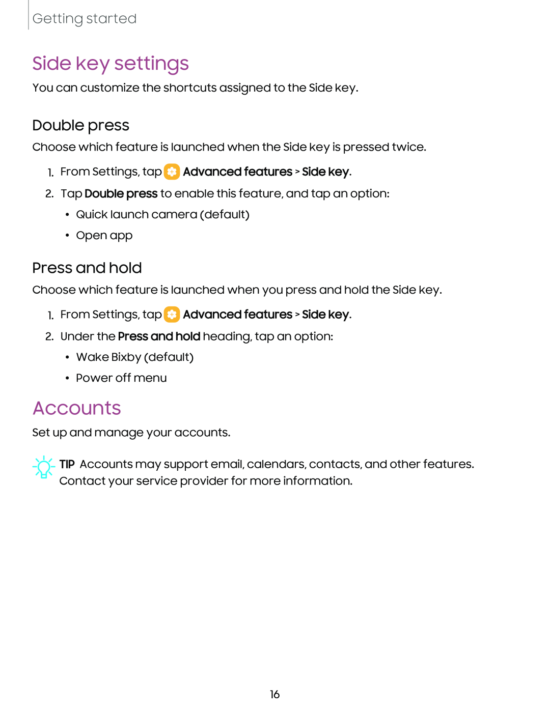 Side key settings Galaxy S21 Ultra 5G AT&T