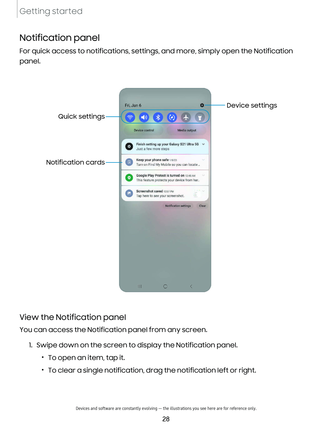 Notification panel Galaxy S21 Ultra 5G AT&T