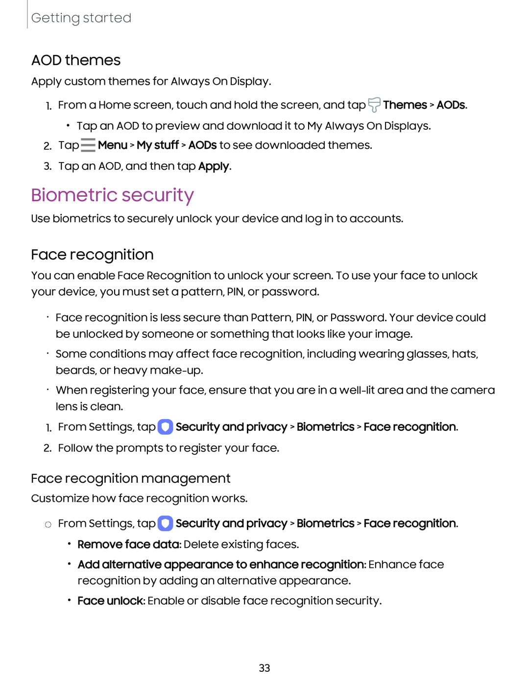 Face recognition management AOD themes