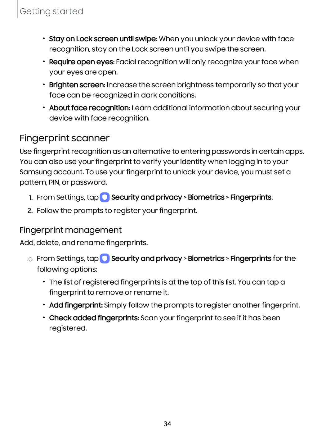 Fingerprint management Galaxy S21 Ultra 5G AT&T