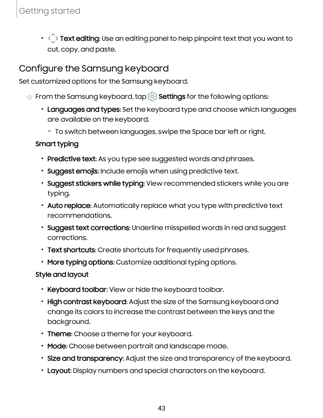 Configure the Samsung keyboard