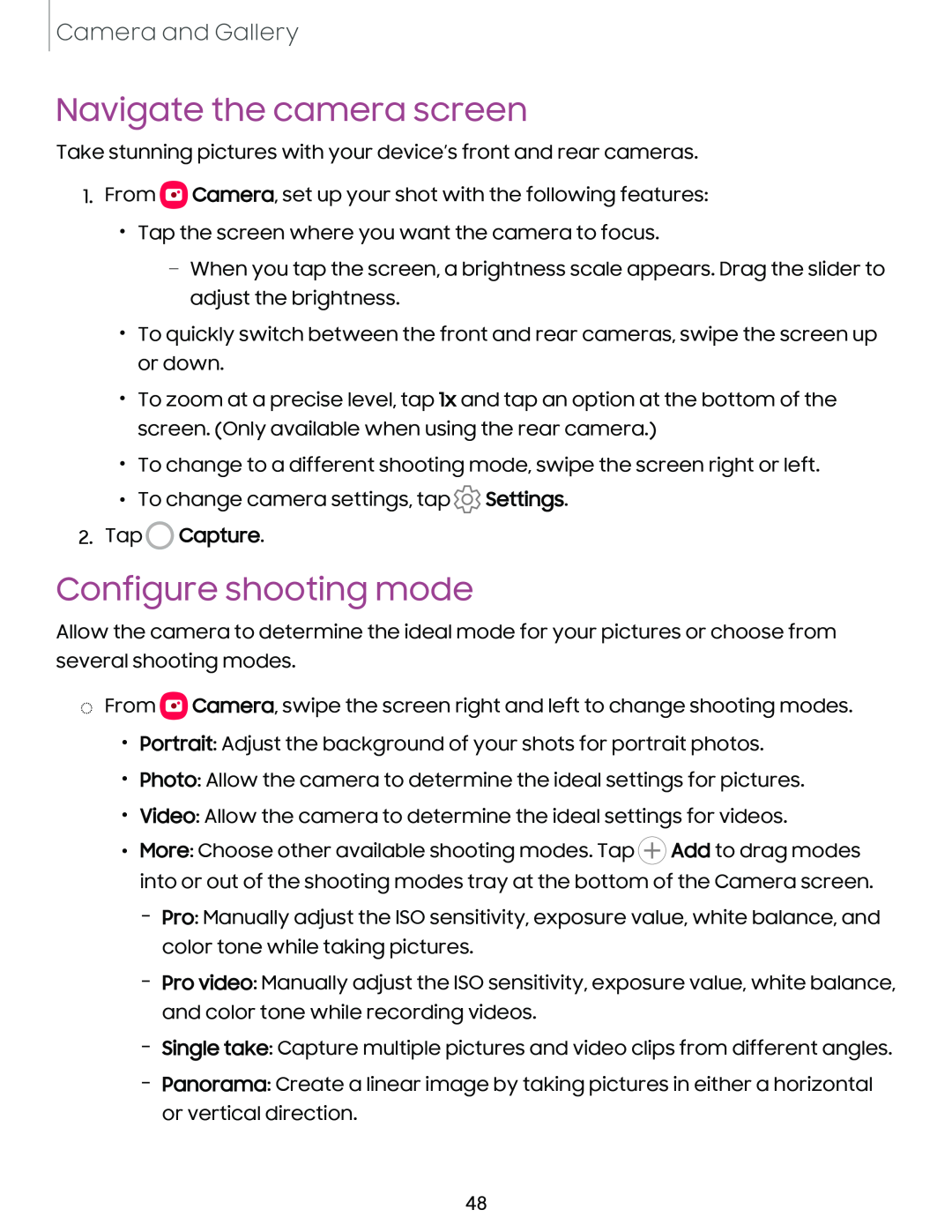 Navigate the camera screen Galaxy S21 Ultra 5G AT&T