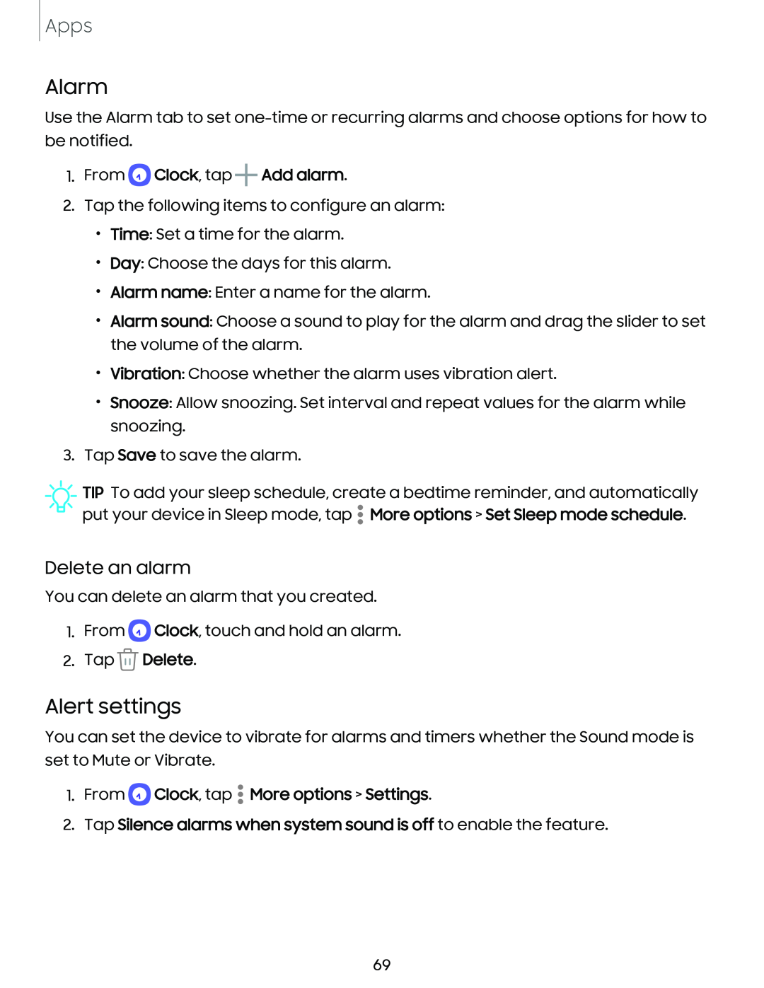 Alert settings Galaxy S21 Ultra 5G AT&T