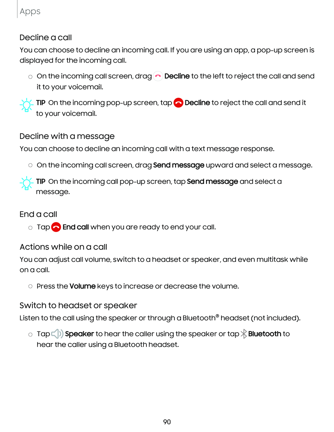 Actions while on a call Galaxy S21 Ultra 5G AT&T