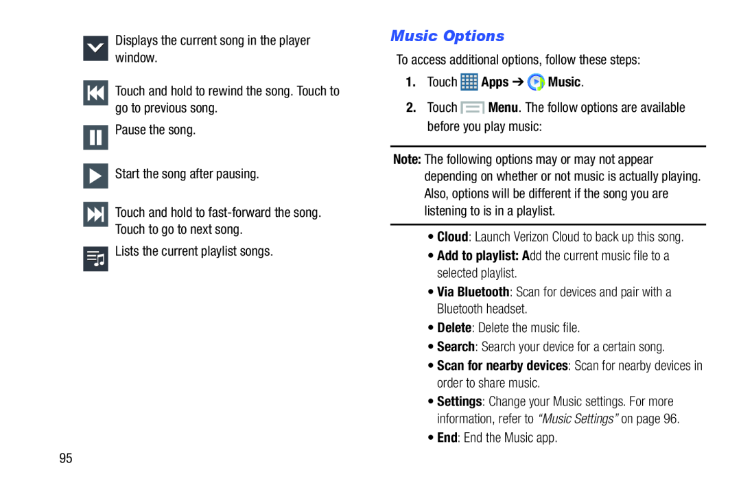 Music Options Galaxy S III Developer Edition Verizon