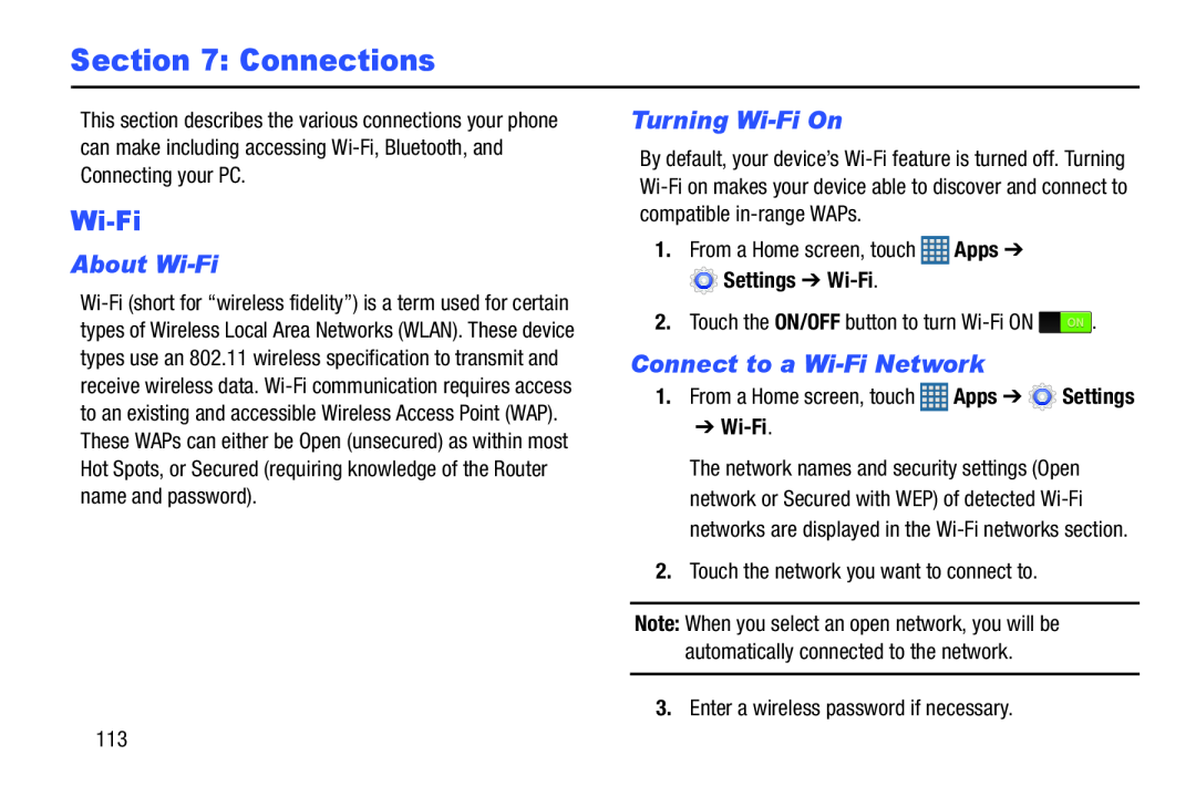 Section 7: Connections Galaxy S III Developer Edition Verizon