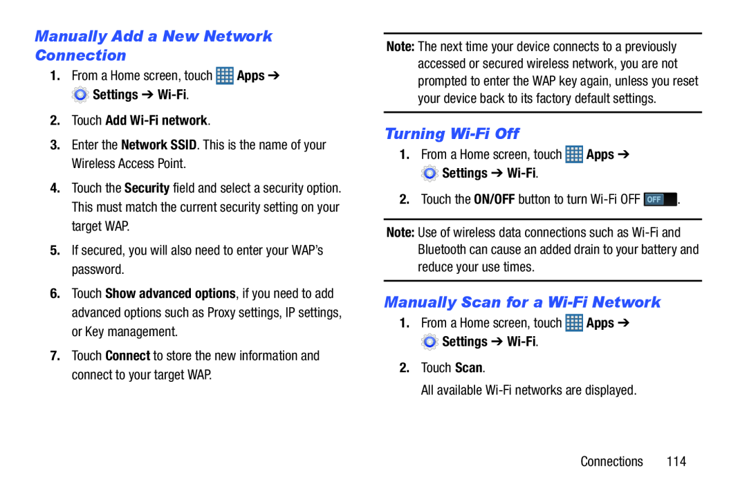 Manually Add a New Network Connection Turning Wi-FiOff