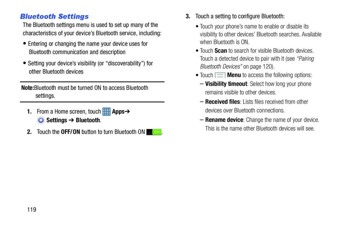 Bluetooth Settings Galaxy S III Developer Edition Verizon